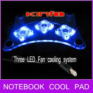 Led 3 fan USB notebook cooling pad laptop cooler  