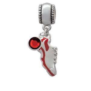 Red Running Shoe European Charm Bead Hanger with Siam 