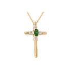 szul Emerald and Diamond Cross Pendant 10kt Yellow Gold