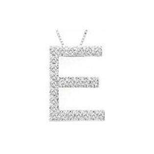 Alphabet E Diamond Initial Pendant in 14k White Gold  szul Jewelry 