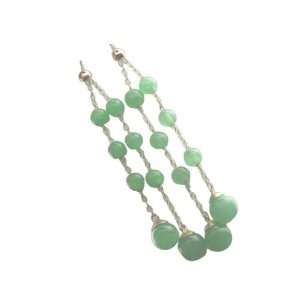  Green Jade Bubble Drop Earrings, 14k Gold: Jewelry