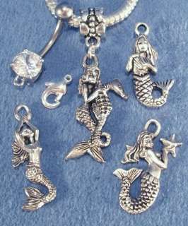   Seahorse Starfish Seashell Pewter Charms Alone Clip Bail or Belly Ring