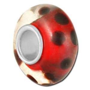  13mm Red with Black Dots Large Hole Beads Jewelry