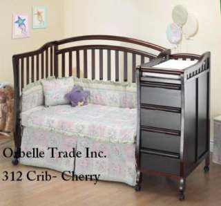New Orbelle Eva Solid Wood Baby Crib & Bed w/ Changer   Cherry Finish 