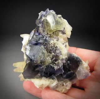 Calcite on Purple and Yellow Fluorite, Cave in Rock, IL  