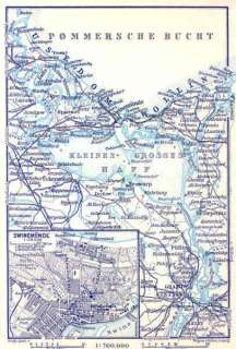 GERMANY Swinemunde.Stettin Etc.Old Antique Map. 1904  