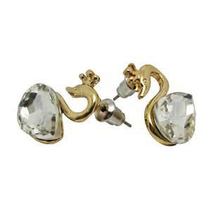Beautiful Swan Crystal Imitation Gemstones Earrings   White (Valentine 