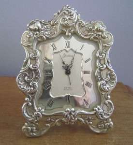 Elegant Vintage Gorham Sterling Silver Cyma Swiss Working Alarm Clock 