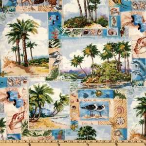   Wild Palms Sea Blocks Multi Fabric By The Yard Arts, Crafts & Sewing
