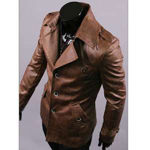 FUC105 Mens Leather Coat,Korea Style Casual Slim Fit Jackets,Dandy 