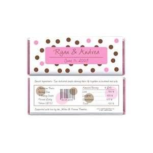WA250   Wedding Chocolate and Pink Polka Dots Candy Bar Wrapper 