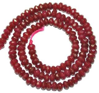 4x5mm Faceted Ruby Jade Rondelle Beads 15.5  