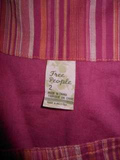   Anthropologie Purple orange Striped Apron Skirt Front side pockets 2