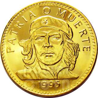 CHE GUEVARA GOLD Coin 3 Pesos Patria Muerte Fidel Cuba  