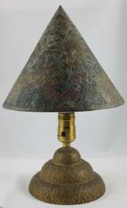   ARTS & CRAFTS Table Lamp LETOVICE Czechoslovakia Light w/ Shade  