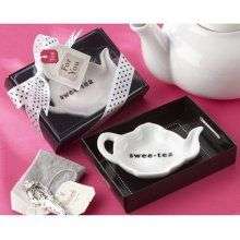 Swee Tea Ceramic Tea Bag Caddy with Tray Baby or Bridal Shower or 