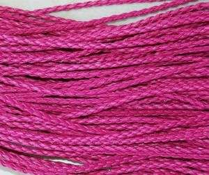 100pcs hot pink color braided leather cord necklace  