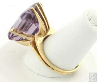 VINTAGE 14K GOLD FANCY RETRO 8.0CT AMETHYST SOLITAIRE RING SIZE 6.75 