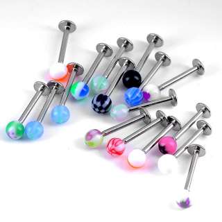   16ga UV Ball Bars Labret Lip Ring Body Piercing Stainless Steel  
