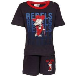 Mississippi Rebels Infant Navy Blue End Zone T shirt & Shorts Set (12 