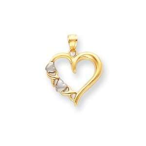  14k Two Tone X and Hearts Heart Pendant   Measures 18.3x24 