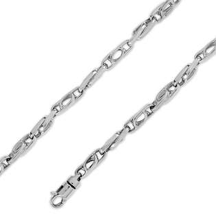 14K Solid White Gold Hip Hop Bullet Chain Necklace 5mm (3/16 in.)   26 