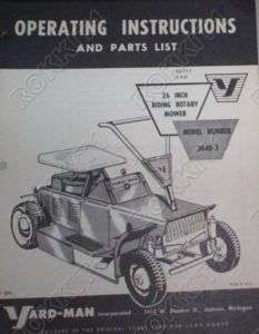 Yard Man Model 3040 3 Riding Mower Manual & Parts List  