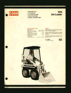Case 1816 Hydrostatic Uni Loader Specs Brochure 1974?  