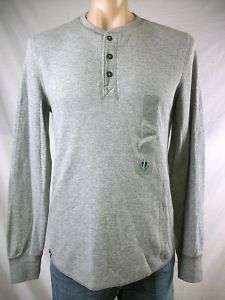 New Mens CLUB ROOM Gray Thermal Fitted Henley Shirt S  