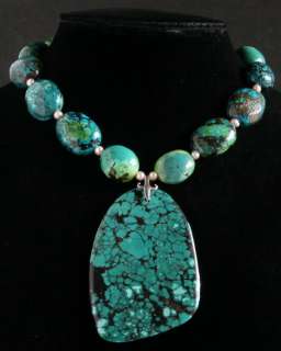 WOW!!!! STUNNING NATURAL TURQUOISE/925 SILVER NECKLACE  