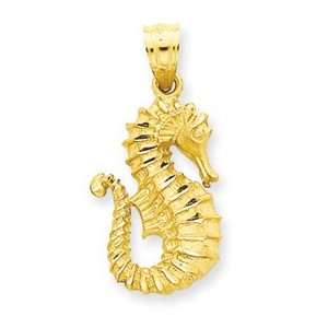  14k Diamond cut Seahorse Pendant Jewelry