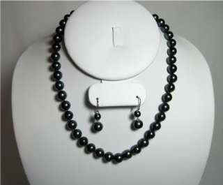 Black Pearl Necklace 18 Cultured Tahitian 9 10 mm 14k White Gold 