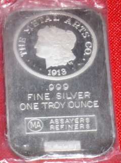 Assayers Refiners .999 Fine Silver One Troy Ounce The Metal Arts Co 