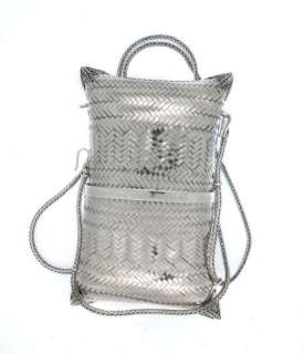 Weave Basket Sterling Silver Evening Bag Handbag Purse  