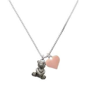  Teddy Bear and Pink Heart Charm Necklace: Jewelry