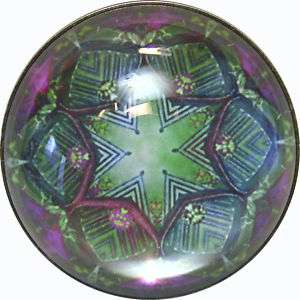 Crystal Dome Button Kaleidoscope green purple 1 & 3/8  