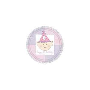  First Birthday Girl cake Paper Plates 7 round party 