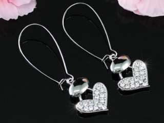Dangle Heart Earrings use Swarovski Crystal SE116  