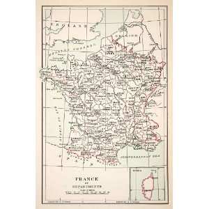  1936 Print Map France Departments Loiret Yonne Marne Gard 