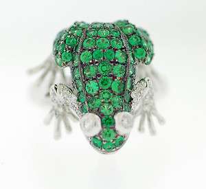 DiamondAnd Green Sapphire Frog Ring DIamond Frog Pendant  