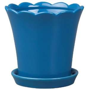 New England Pottery 7H x 7W x 7D Blue Ceramic Planter 