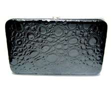 Black Textured Flat Clutch Wallet w/Checkbook Cover  