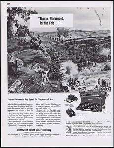 1943 Underwood Typewriter I.T. & T WWII Equipment Ad  