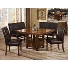  Salem dark finish wood dining table set with vinyl upholstered chairs