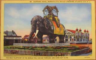 1940 Linen Postcard: Elephant Hotel   Atlantic City, NJ  