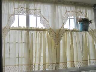 Vintage Yellow embroidery 2pc Wind Scarf/curtain set  
