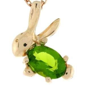   Gold Synthetic Peridot August Birthstone Girls Rabbit Pendant Jewelry