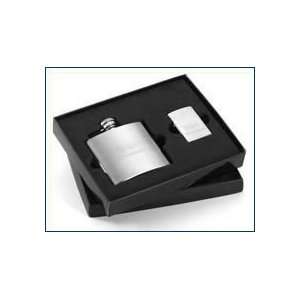  Brushed Flask And Zippo Lighter Gift Set