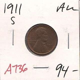 1911 S Lincoln Wheat One Cent Almost Uncirculated A736  