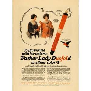 1922 Ad Parker Lady Duofold Pen Janesville Tanager Bird   Original 